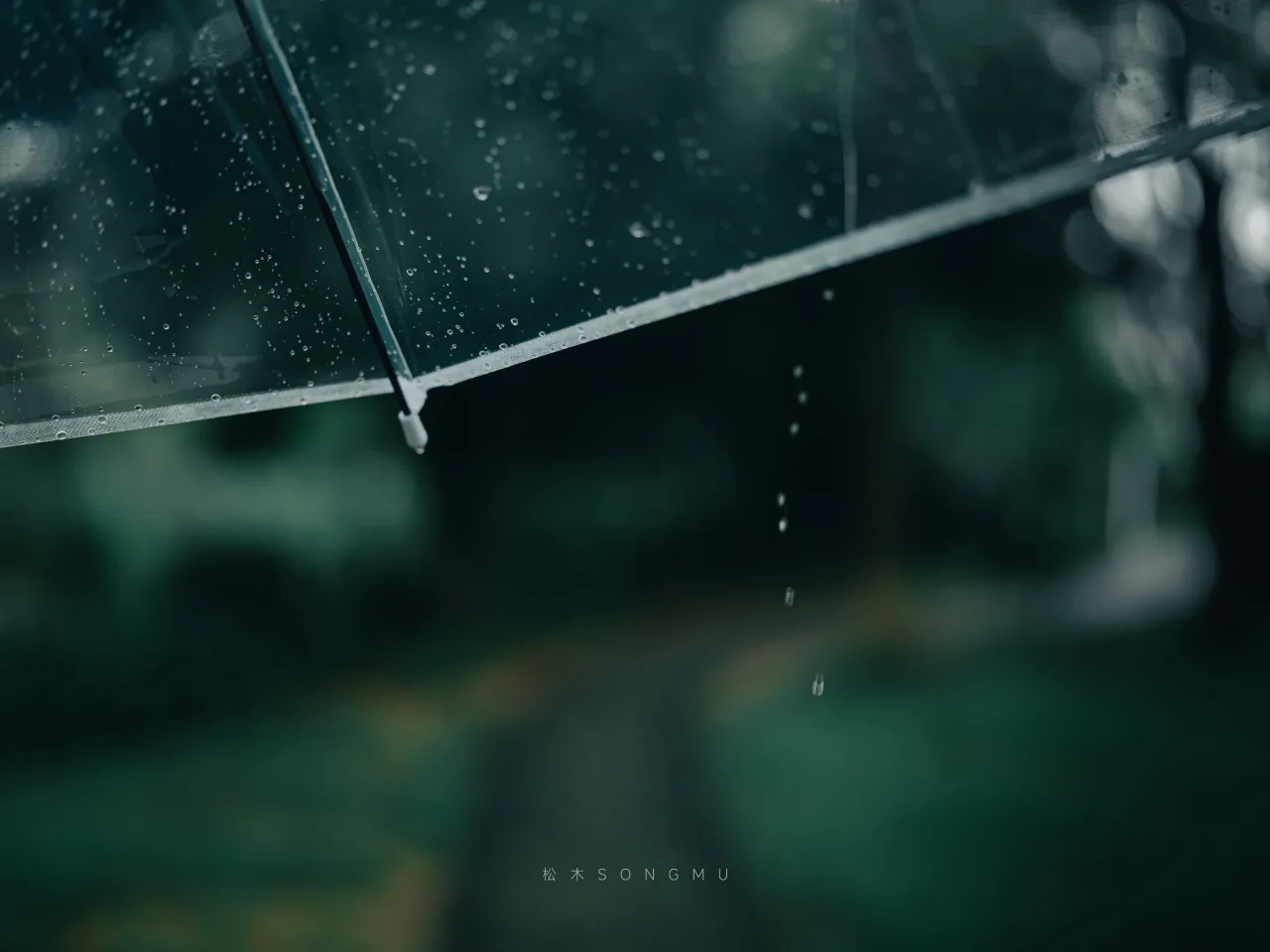 伞沿雨滴
